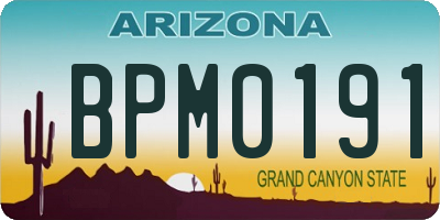 AZ license plate BPM0191