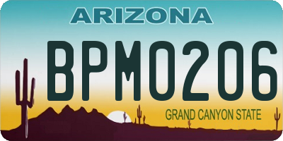 AZ license plate BPM0206