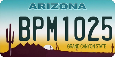 AZ license plate BPM1025