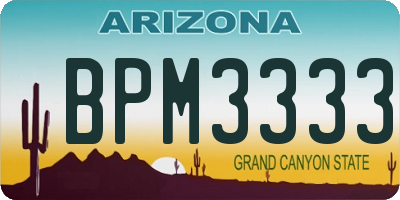 AZ license plate BPM3333