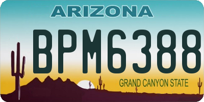 AZ license plate BPM6388