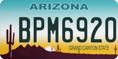 AZ license plate BPM6920