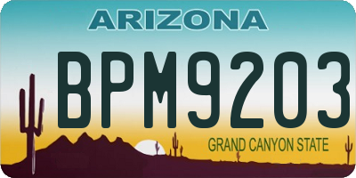 AZ license plate BPM9203