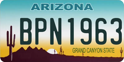 AZ license plate BPN1963