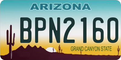 AZ license plate BPN2160