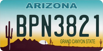 AZ license plate BPN3821
