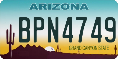 AZ license plate BPN4749