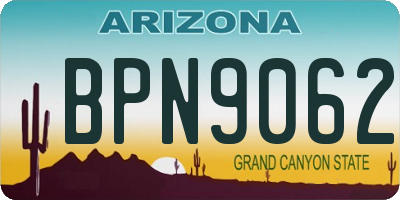 AZ license plate BPN9062