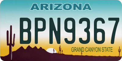 AZ license plate BPN9367