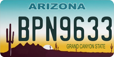 AZ license plate BPN9633