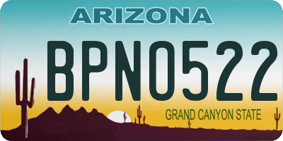 AZ license plate BPNO522