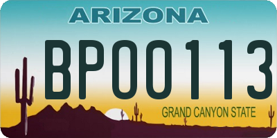 AZ license plate BPO0113