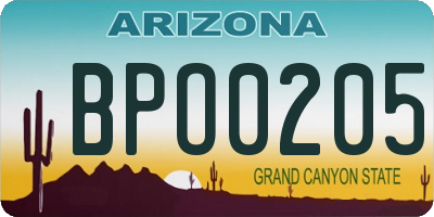 AZ license plate BPO0205