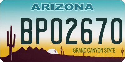 AZ license plate BPO2670
