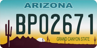 AZ license plate BPO2671