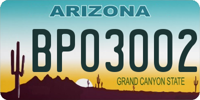 AZ license plate BPO3002