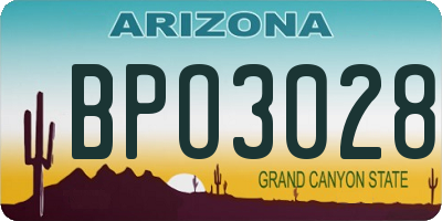 AZ license plate BPO3028