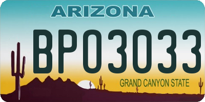 AZ license plate BPO3033