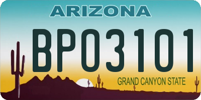 AZ license plate BPO3101
