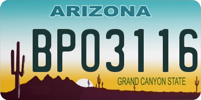 AZ license plate BPO3116