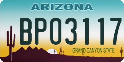 AZ license plate BPO3117