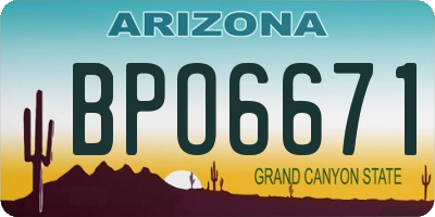AZ license plate BPO6671