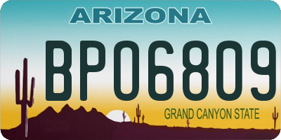AZ license plate BPO6809