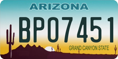 AZ license plate BPO7451