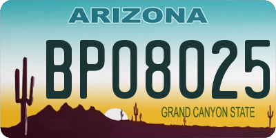 AZ license plate BPO8025