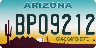 AZ license plate BPO9212