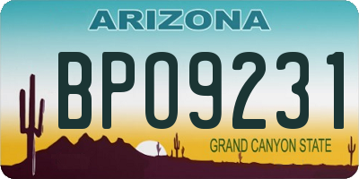 AZ license plate BPO9231