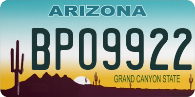 AZ license plate BPO9922