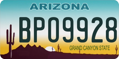 AZ license plate BPO9928
