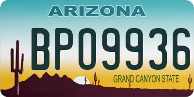 AZ license plate BPO9936