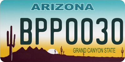 AZ license plate BPP0030