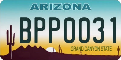 AZ license plate BPP0031