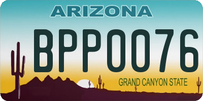 AZ license plate BPP0076