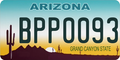 AZ license plate BPP0093