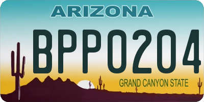 AZ license plate BPP0204