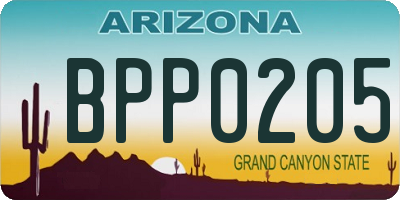 AZ license plate BPP0205