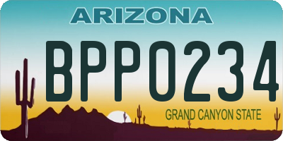AZ license plate BPP0234