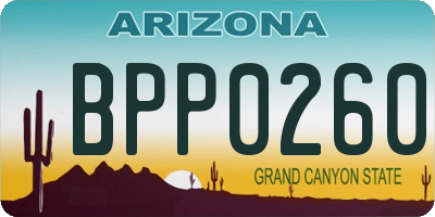 AZ license plate BPP0260