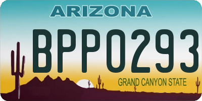 AZ license plate BPP0293