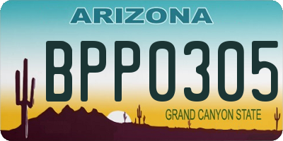 AZ license plate BPP0305