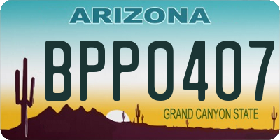 AZ license plate BPP0407