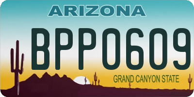 AZ license plate BPP0609