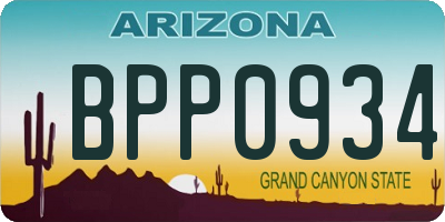 AZ license plate BPP0934
