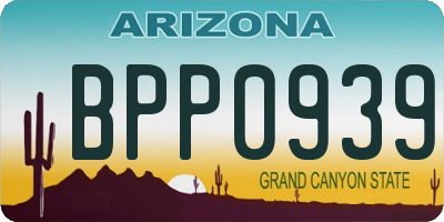 AZ license plate BPP0939
