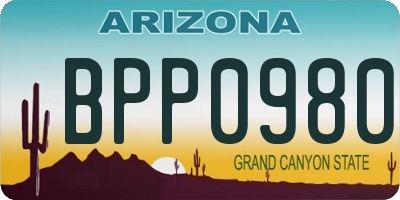 AZ license plate BPP0980