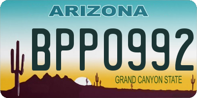AZ license plate BPP0992